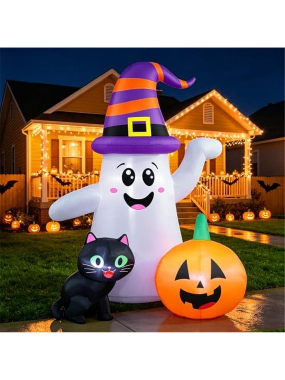 5FT Halloween Inflatables Ghost Outdoor Decorations, Cute Blow Up Ghost with